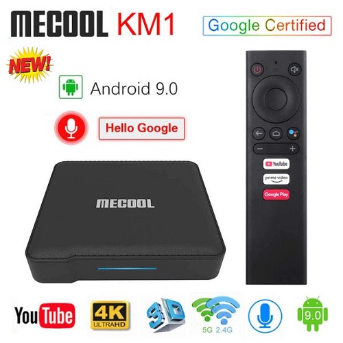 Mecool KM1 Ram 4G/32G DDR4 Android 9 Chính Chủ, Kèm Remote Voice